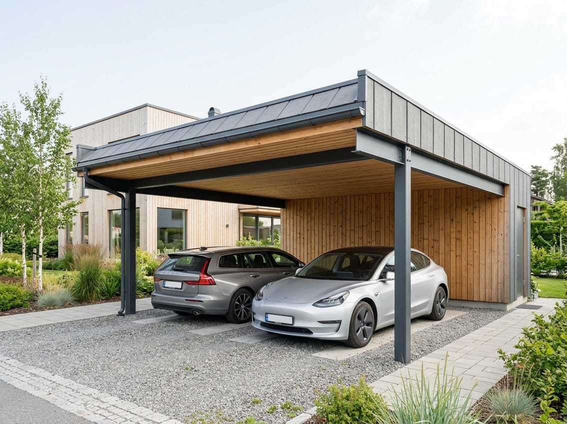 Træ stål eller fibercement til en dobbelt carport